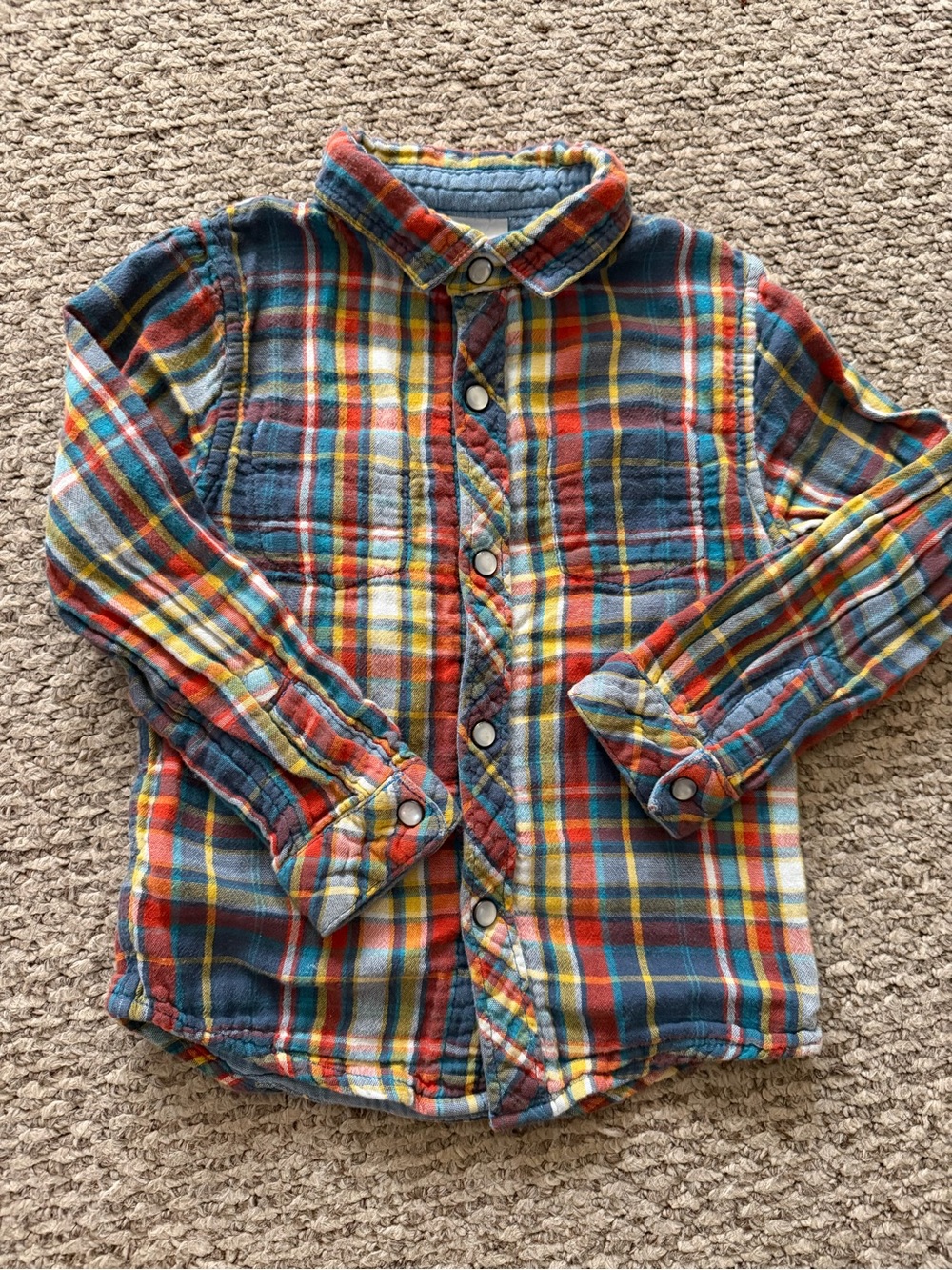4T OshKosh Reversible Plaid Button-Down Shirt - Casual Flannel